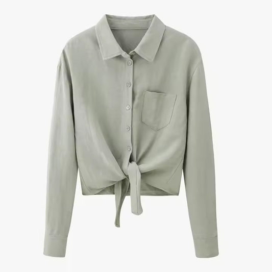 Fashionable, Elegant, And Fresh Cotton-linen Shirt And Skirt Set