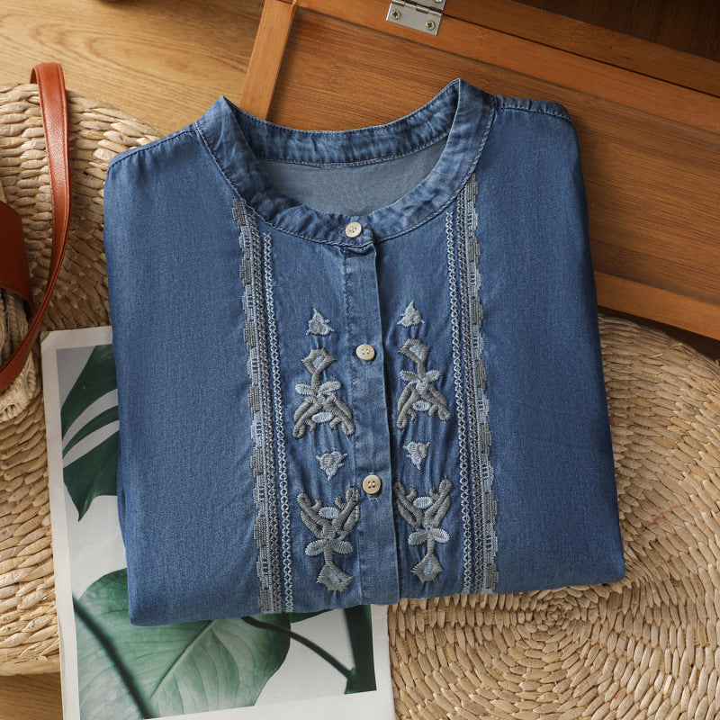 Draped Short-sleeve Shirt Womens Vintage Niche Thin Top