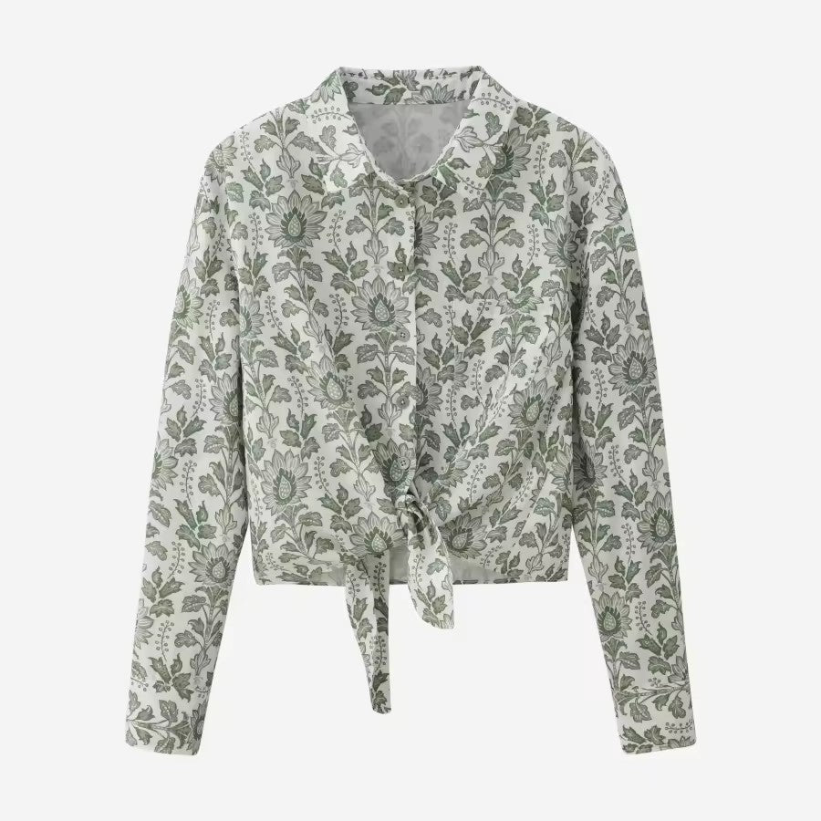 Fashionable, Elegant, And Fresh Cotton-linen Shirt And Skirt Set